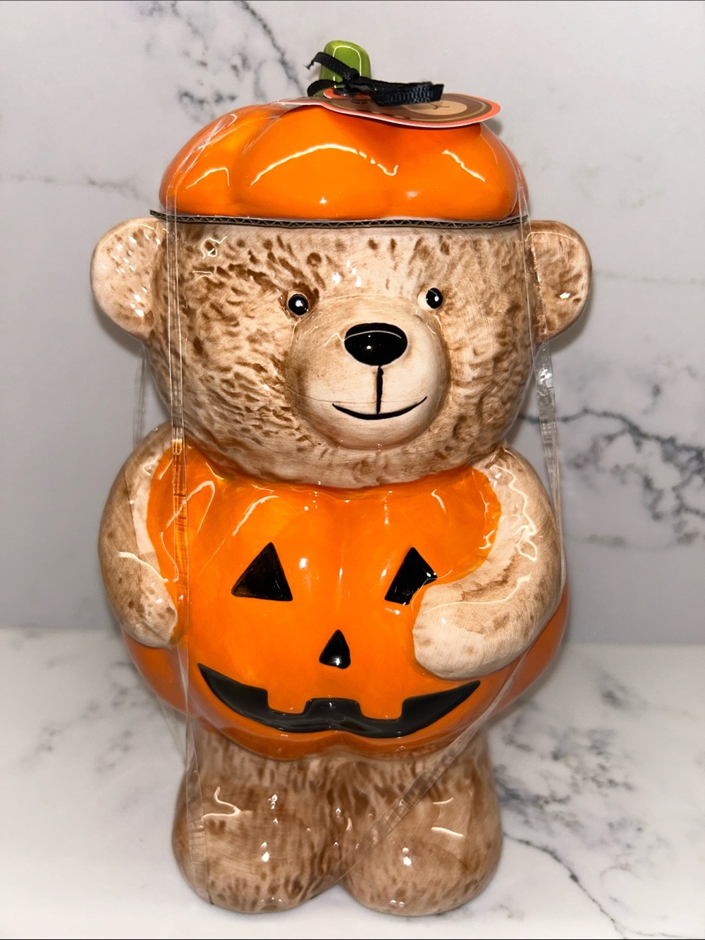 Halloween Teddy Bear Ceramic Cookie Jar